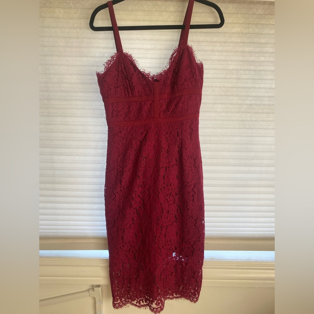 Wine colored keepsake lace dress